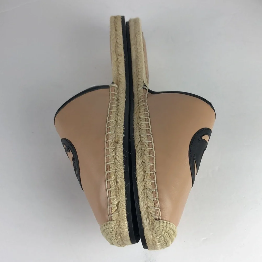 NEW Coach Channing Beechwood Chic Leather Espadrille Slides Mules Flats 9